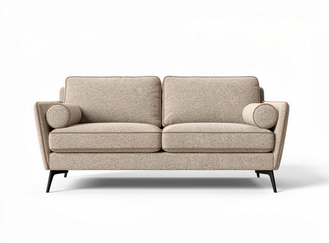 Sofa dwuosobowa w kolorze beżowym z materiału tekstylnego 180 x 85 x 85cm