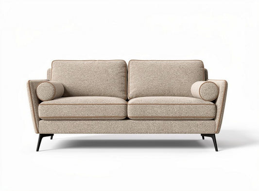 Sofa dwuosobowa w kolorze beżowym z materiału tekstylnego 180 x 85 x 85cm